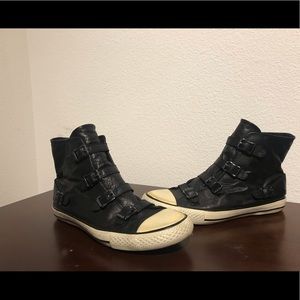 ASH Black Leather High Tops